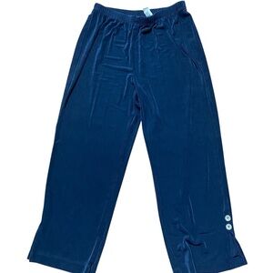 Chico’s Travelers Women’s Wide Leg Cropped Pull On Pants Size XS Navy Comfy